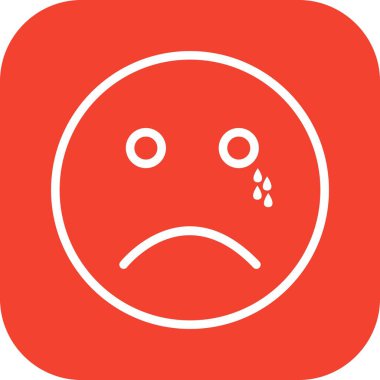 Ağlayan yüz simgesi, basit vektör çizimi