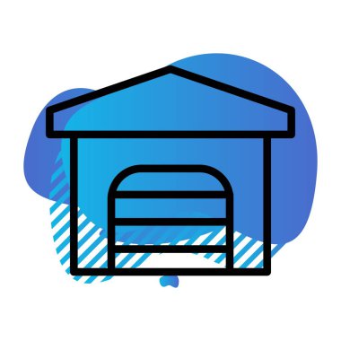 Bir ev simgesi vektör illüstrasyonunun mavi gölgelendirme silueti