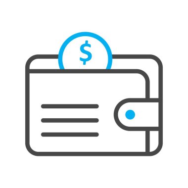 Para simgesi vektör illüstrasyonlu cüzdan