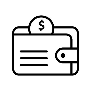 Para simgesi vektör illüstrasyonlu cüzdan