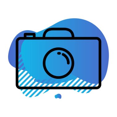 Kamera simgesi beyaz arkaplanda izole edildi. seyahat sembolü çizimi.