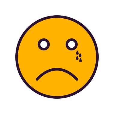 Ağlayan yüz simgesi, basit vektör çizimi