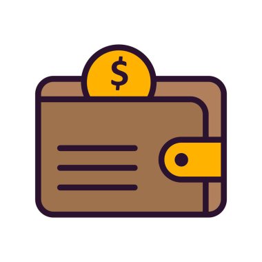 Para simgesi vektör illüstrasyon tasarımlı cüzdan