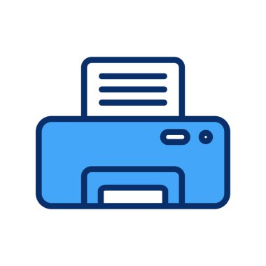 Beyaz arkaplanda izole edilmiş düz biçimdeki yazıcı simgesi