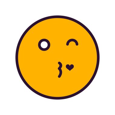 Öpücük yüz simgesi, basit vektör illüstrasyonu