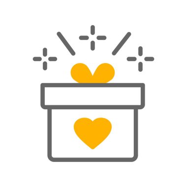 Kalp ve kurdele ikonlu hediye kutusu. vektör illüstrasyonu