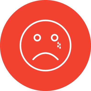 Ağlayan yüz simgesi, basit vektör çizimi