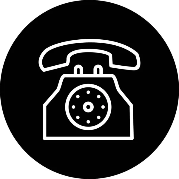Vintage Telefon Ikon Vit Bakgrund — Stock vektor