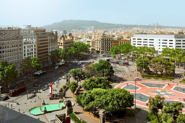 Barselona Spanya Katalonya Placa Catalunya Manzarası Katalonya Meydanı — Stok fotoğraf