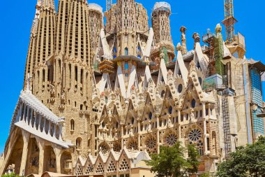 Barcelona 'daki Antoni Gaudi' nin Sagrada Familia kilisesi. Kutsal Aile Kilisesi.