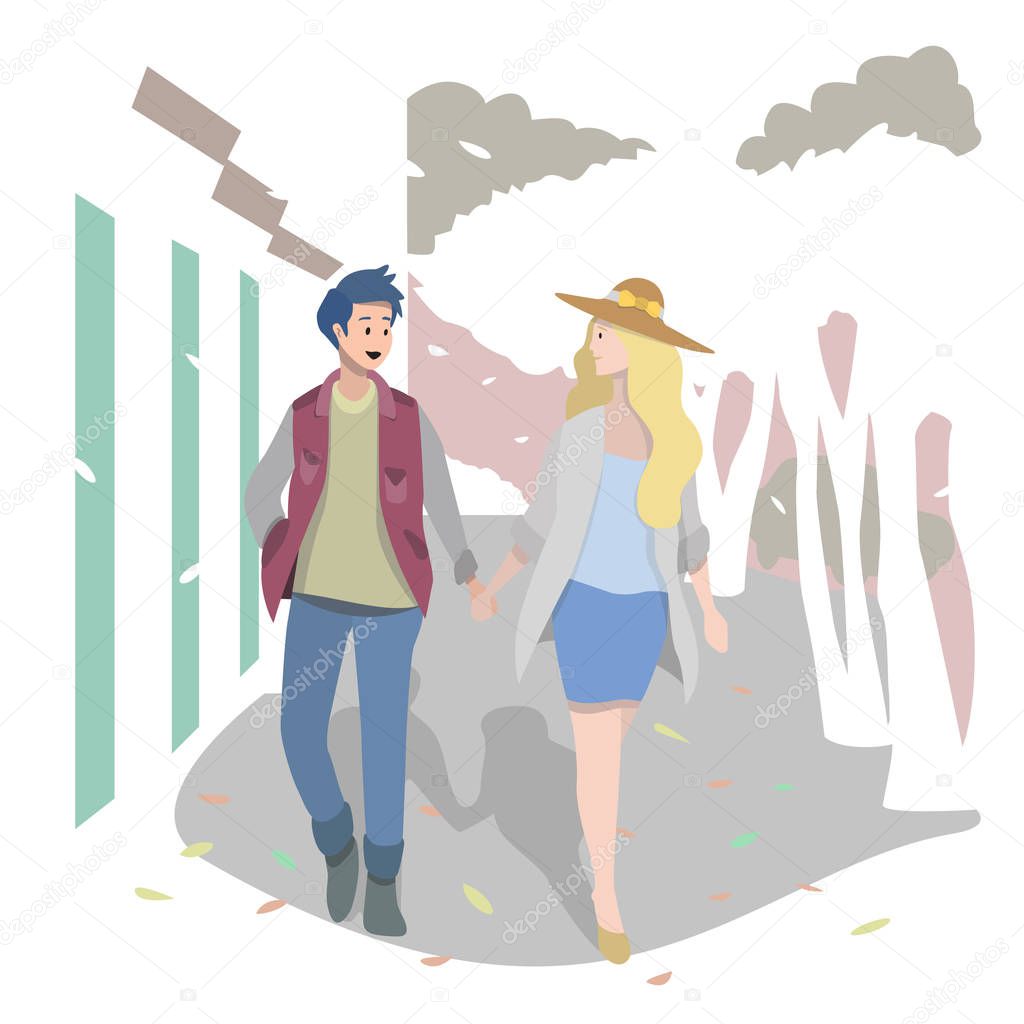 it's is nice to walk outside at autumn. vector and illustration. nice for webpage, wallpaper etc