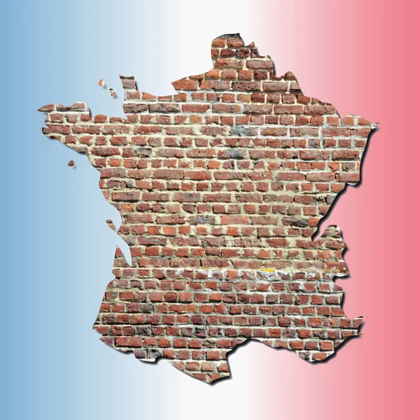 Frankrijk Een Bakstenen Muur Een Rode Blauwe Witte Achtergrond — Stockfoto