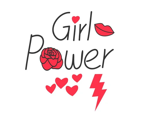 Girl Power Text Rose - Stok Vektor