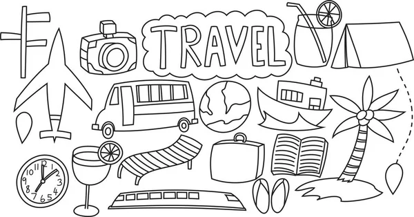 Set Travel Doodles — Stock Vector