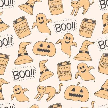 Kedi Cadılar Bayramı, Dikişsiz desen, duvar kağıdı, çizim