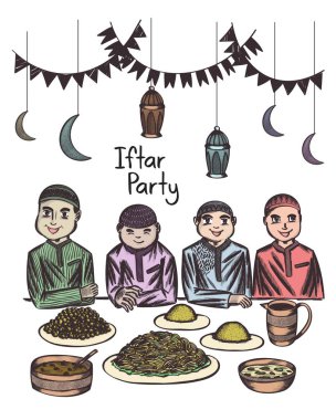  Ayrıntı elle çizilmiş iftar parti, yetim, ramazan, bağış, bağış yapın. poster, afiş, davetiye için iyi