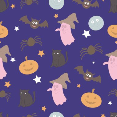 Cadılar Bayramı doodle seamless modeli