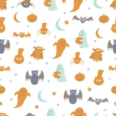 Cadılar Bayramı doodle seamless modeli