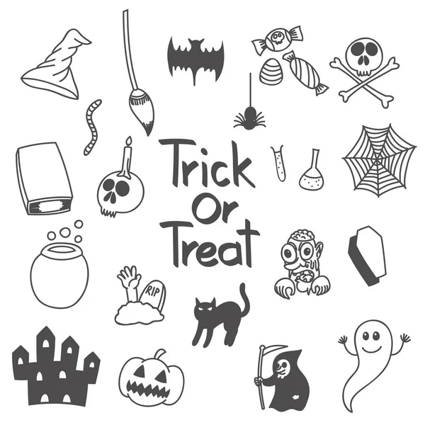 Halloween Doodle Set Zeichnung — Stockvektor