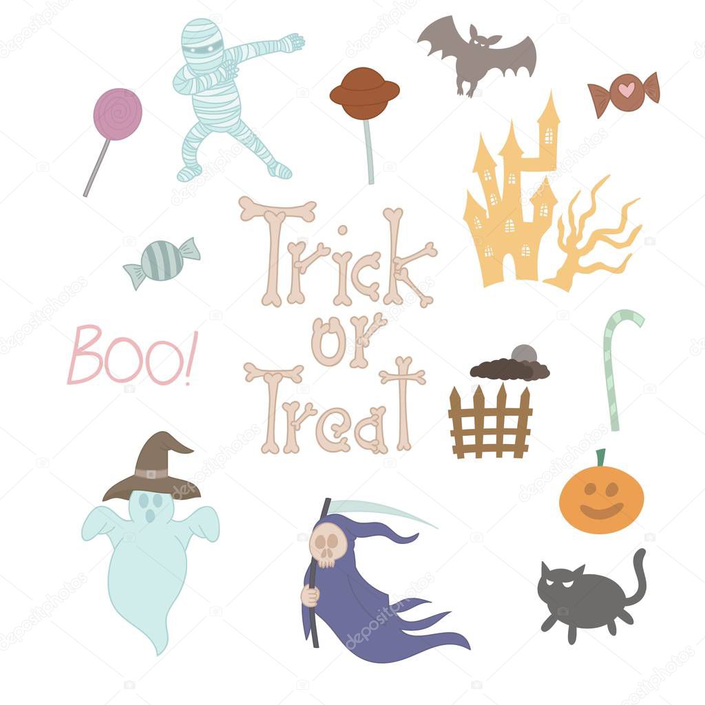 Halloween Cute Doodle Simple White Background Premium Vector In Adobe Illustrator Ai Ai Format Encapsulated Postscript Eps Eps Format