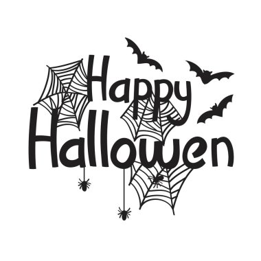 Mutlu halloween metin afiş, siyah ve beyaz için