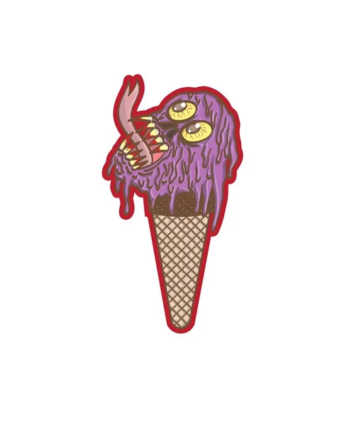 Pegatina Helado Monstruo Tarjeta Diseño Camiseta — Archivo Imágenes Vectoriales