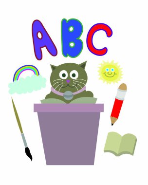 Kedi anaokulu vektör sanat öğrenme