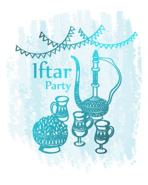 Elle çizilmiş iftar ramazan Parlatıcı sanat