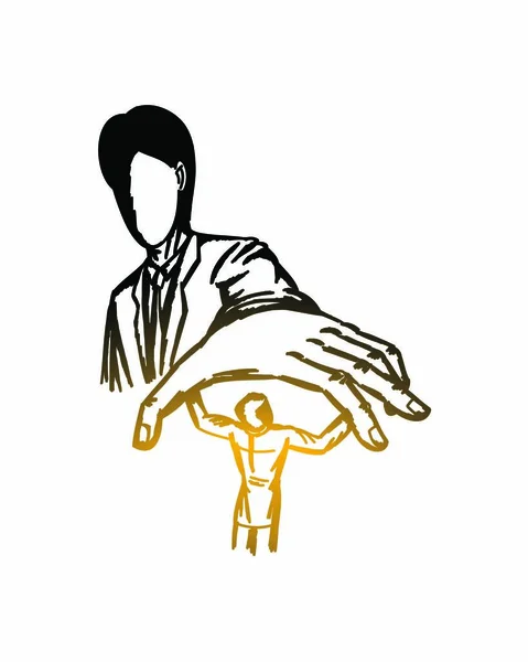 Dev el catch işadamı, elle çizilmiş