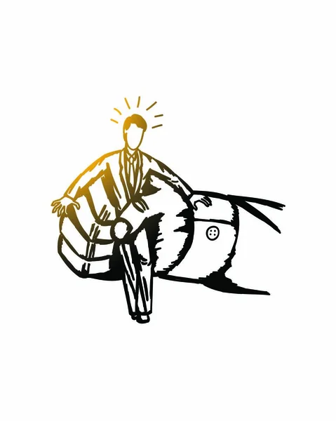 Dev el catch işadamı, elle çizilmiş