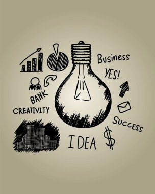 Işık builb iş fikir elle çizilmiş vektör sanat