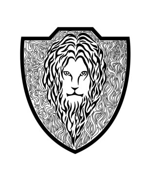 Aslan daimond rozeti (Siyah beyaz vektör sanatı) 