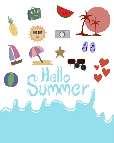 Summer Illustration Water Alphabet — Stok Vektör