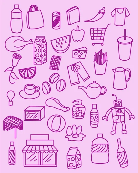 Doodle Supermarché Art Vectoriel — Image vectorielle