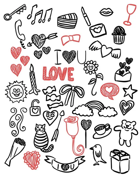 Saint Valentin Doodle Style Art Vectoriel — Image vectorielle