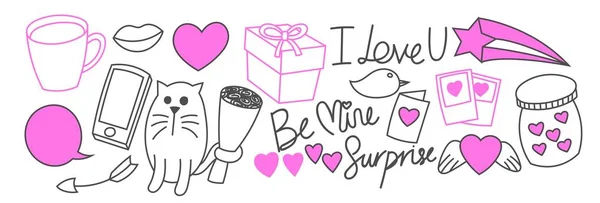 Şirin kedi teklifi Sevgililer günü karalamalar 