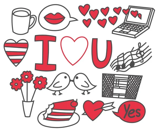 Día San Valentín Garabato Dibujo Arte — Vector de stock