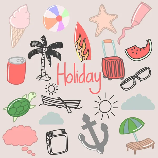 Set van zomer doodles — Stockvector