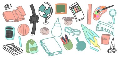 Geri okul karalamalar kümesi