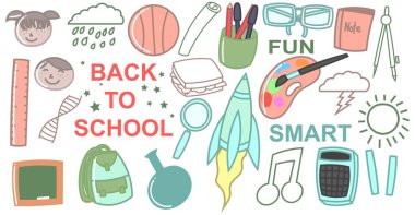 Geri okul karalamalar kümesi