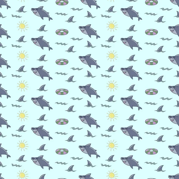 Komik köpekbalığı dikişsiz desen