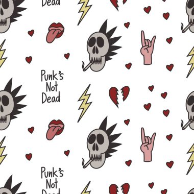 Punk dikişsiz desen doodles