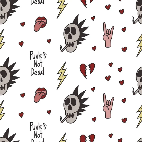 Punk seamless pattern doodles — Stock Vector
