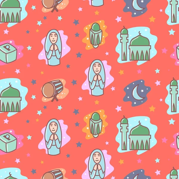 Ramazan dikişsiz desen karikatür