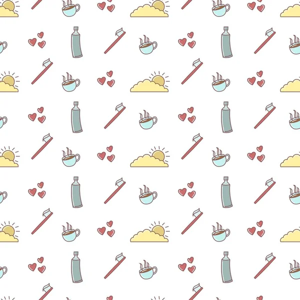 Good morning doodles seamless pattern — Stock Vector