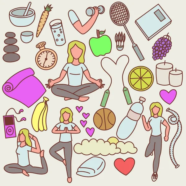 Yoga, sağlıklı yaşam tarzı, çizimler, sanat