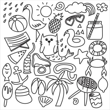 El çizilmiş yaz seti