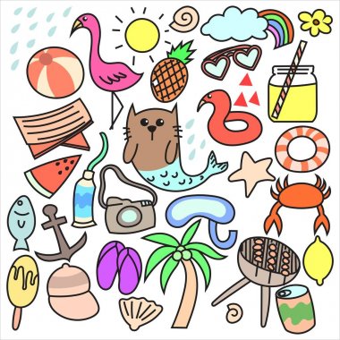 El çizilmiş yaz seti