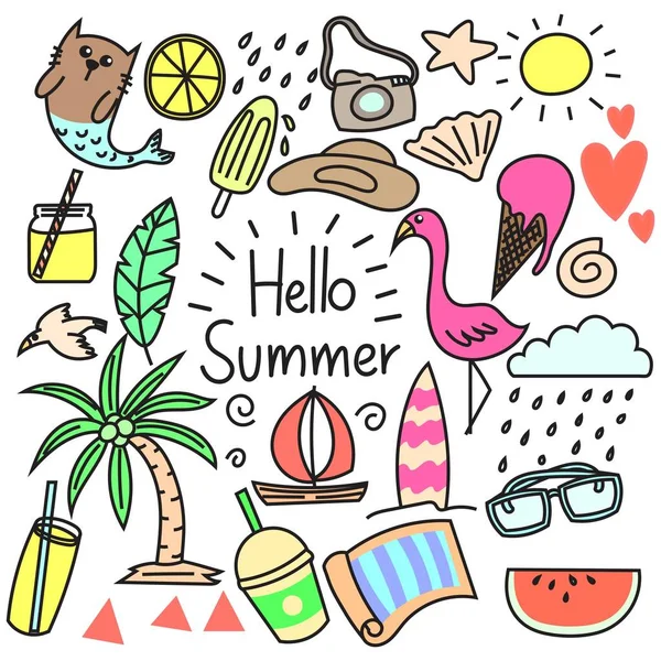 El çizilmiş yaz seti