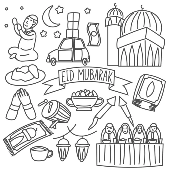 Bayram mübarek olay seti, doodle, kroki, çizimler